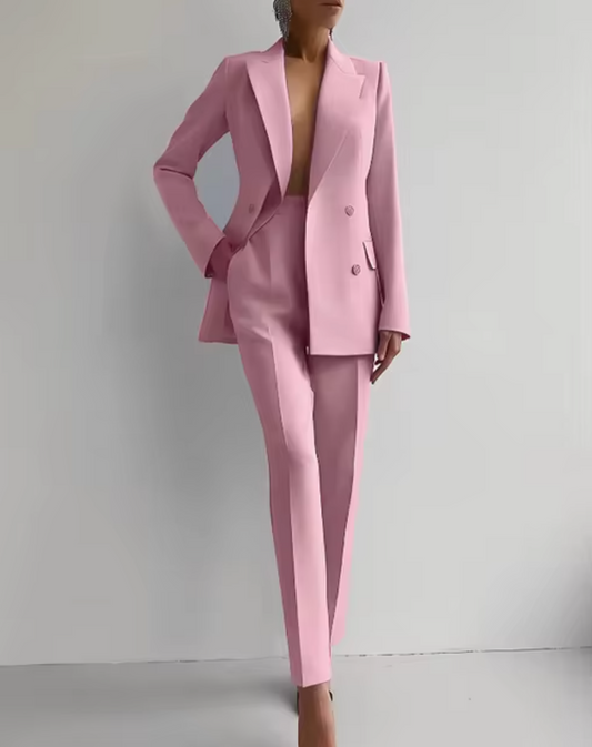 Valnora | Womens Red Trouser Suit Set Tailored Blazer & Skinny Pants Elegant Pantsuit for Weddings, Work