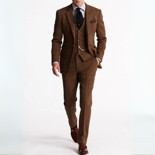 Men's 3-Piece Suit Set - Business Blazer, Waistcoat and Trousers - Formal Attire for Men