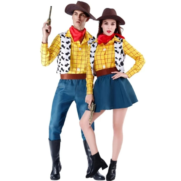 Cowboy Cowgirl Jessie Woody Costume for Adults – Wild West Outfit for Fancy Dress and Halloween