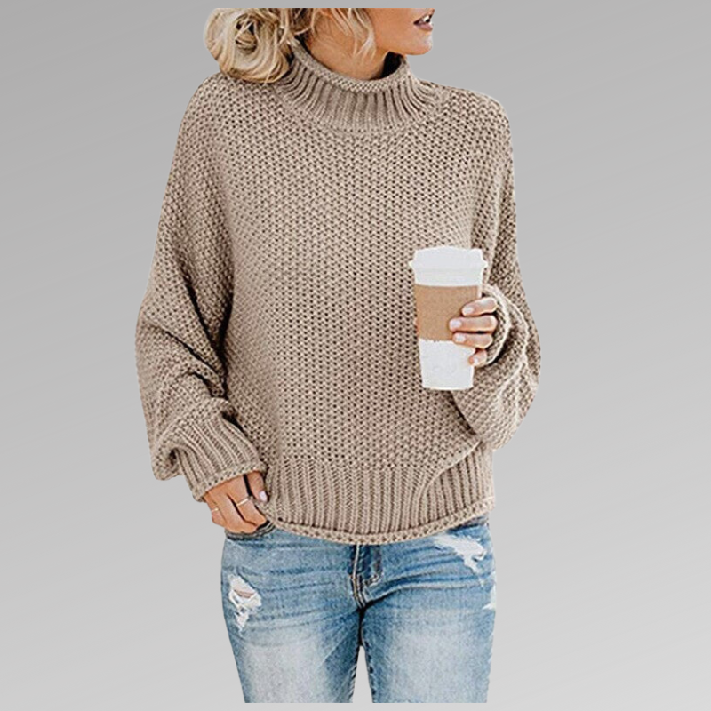 KnitAura™ | Women's High Neck Long Sleeve Sweater | Soft Knit Fabric, Cozy Fit & Stylish Design
