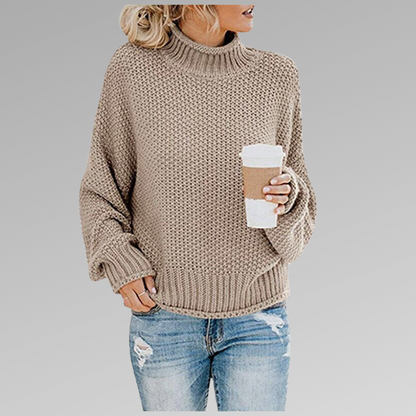 KnitAura™ | Women's High Neck Long Sleeve Sweater | Soft Knit Fabric, Cozy Fit & Stylish Design