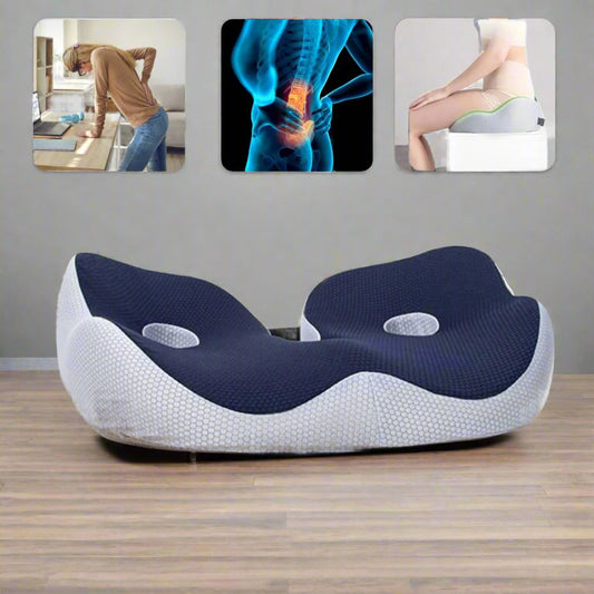 Adjustable Memory Foam Seat Cushion for Tailbone Pain Relief & Posture Support in Office Chairs