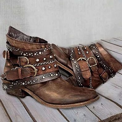 Vintage Chained Boots for Women | Leather Upper, Durable Sole, Stylish Design