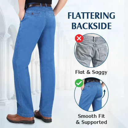Men's High Waist Straight Cut Jeans | Durable Denim, Classic Fit, Comfortable & Stylish Everyday Wear