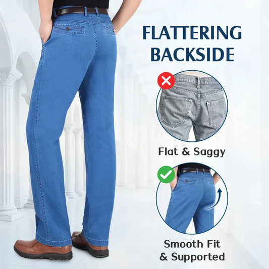 Men's High Waist Straight Cut Jeans | Durable Denim, Classic Fit, Comfortable & Stylish Everyday Wear