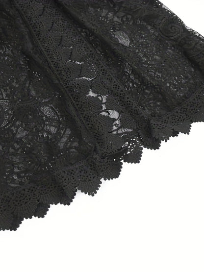 Lace Vespera™ | Women's Lace V-Neck Midi Dress | Summer Knit, Slit Hem & Long Sleeves for Beachwear