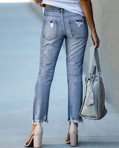 Denim Bella™ | Women's Ripped Casual Jeans | Distressed Design, High-Waisted, Comfortable Fit
