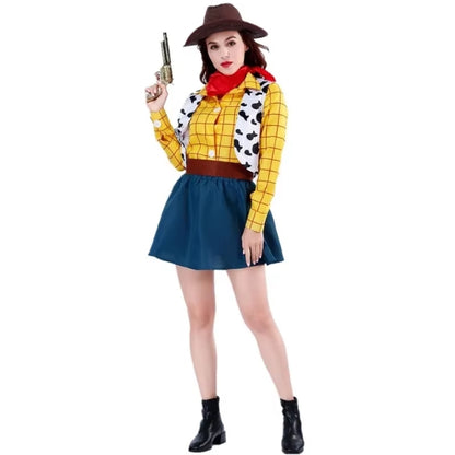 Cowboy Cowgirl Jessie Woody Costume for Adults – Wild West Outfit for Fancy Dress and Halloween