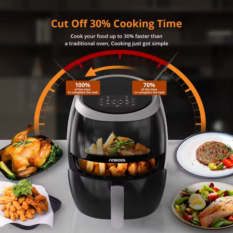 8L Air Fryer Oven with Viewing Window | Oilless, Digital Display, and Dishwasher Safe for Easy Cleanup