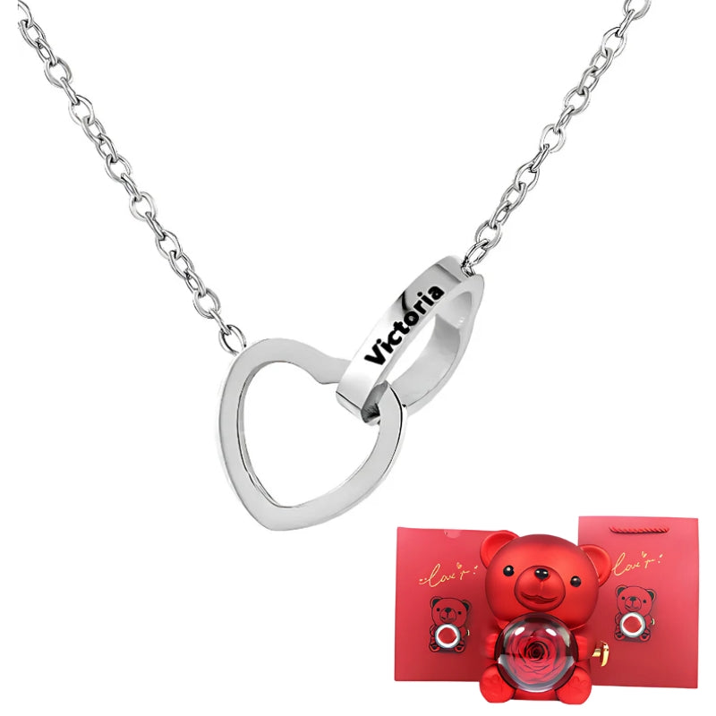 Love Bear with Rose and Elegant Necklace | Customizable