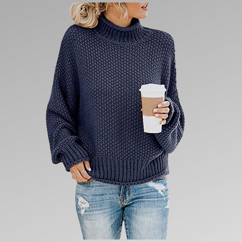 KnitAura™ | Women's High Neck Long Sleeve Sweater | Soft Knit Fabric, Cozy Fit & Stylish Design