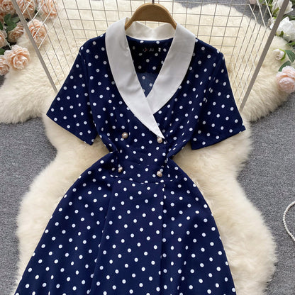 Polka Dot Charm™ | Women's Casual Dress | Lightly Mature, Contrasting Colors, Comfortable Fit