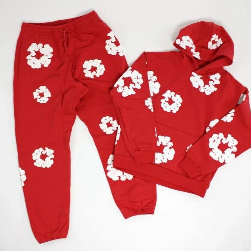 Unisex Tracksuit Set, Denim Material, Casual Sportswear, Comfortable Fit, Activewear for Everyday Use