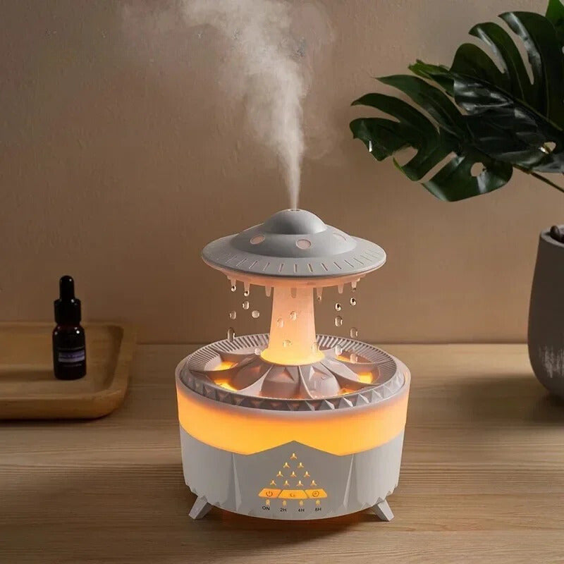 Mushroom Humidifier with Raining Cloud Lamp Aromatherapy - Colorful Raindrop Light Essential Oil Diffuser