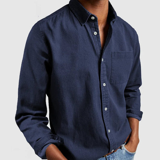 Valveno | Mens Linen Shirt Long Sleeve Lightweight Casual Summer Smartwear