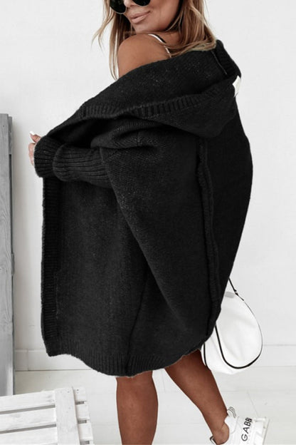Knit Aura™ | Women's Knitted Hooded Coat | Soft Acrylic, Cozy Design & Warmth for Cold Weather