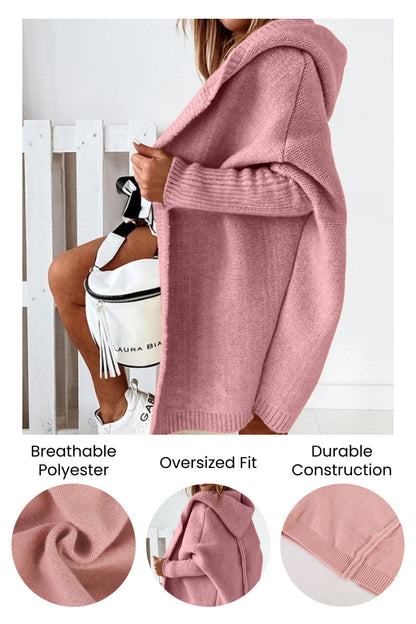Knit Aura™ | Women's Knitted Hooded Coat | Soft Acrylic, Cozy Design & Warmth for Cold Weather
