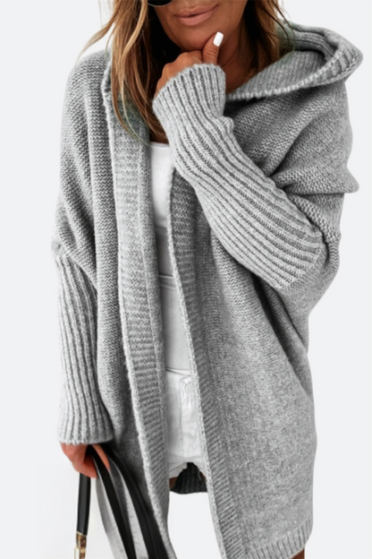 Knit Aura™ | Women's Knitted Hooded Coat | Soft Acrylic, Cozy Design & Warmth for Cold Weather