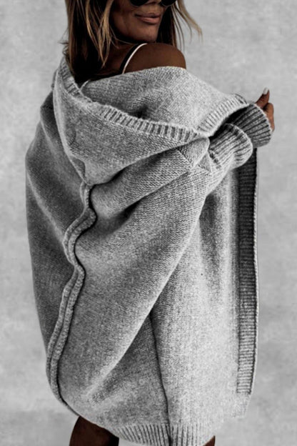 Knit Aura™ | Women's Knitted Hooded Coat | Soft Acrylic, Cozy Design & Warmth for Cold Weather