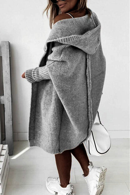 Knit Aura™ | Women's Knitted Hooded Coat | Soft Acrylic, Cozy Design & Warmth for Cold Weather