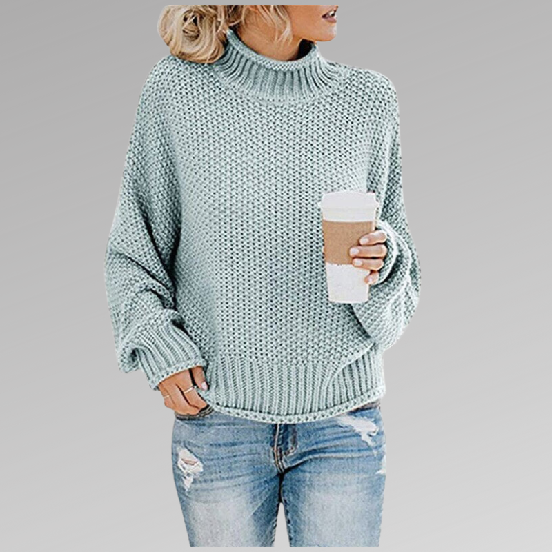 KnitAura™ | Women's High Neck Long Sleeve Sweater | Soft Knit Fabric, Cozy Fit & Stylish Design