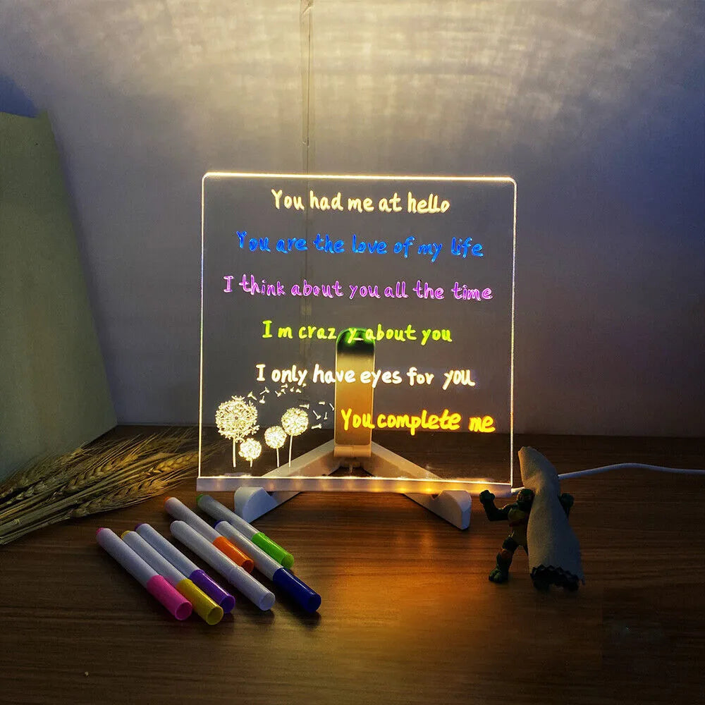 LED Note Board with Colorful Display – Vibrant Illuminated Writing Board for Creative Notes and Messages