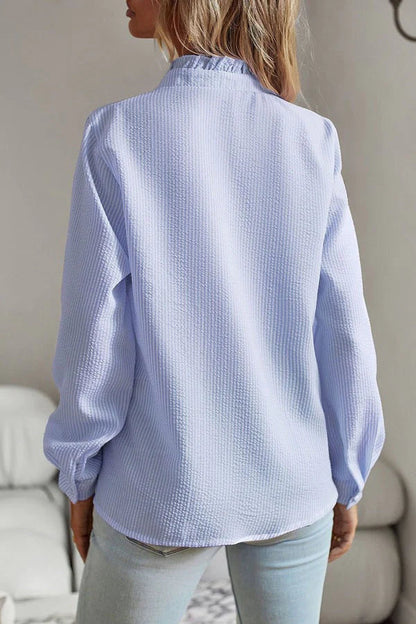 Ruffle Belle™ | Women's Ruffle Blouse | Striped Design, Lightweight Fabric & Flattering Fit