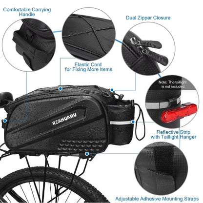 Bike Pannier Bag with Rain Cover - 13L Capacity Trunk Bag for Bike Rack basket