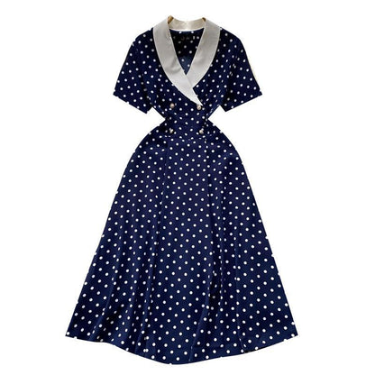 Polka Dot Charm™ | Women's Casual Dress | Lightly Mature, Contrasting Colors, Comfortable Fit