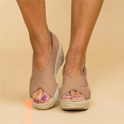 Orthopaedic Wedge Espadrilles for Women, Taupe, Comfortable Footwear, Casual Summer Shoes