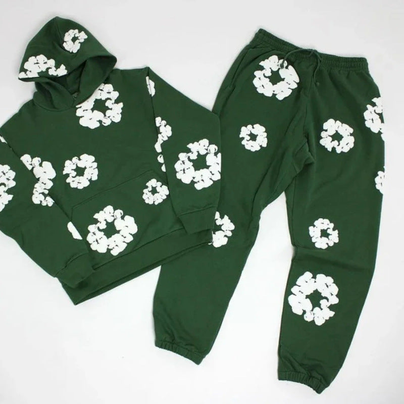 Unisex Tracksuit Set, Denim Material, Casual Sportswear, Comfortable Fit, Activewear for Everyday Use