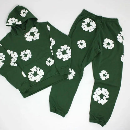 Unisex Tracksuit Set, Denim Material, Casual Sportswear, Comfortable Fit, Activewear for Everyday Use