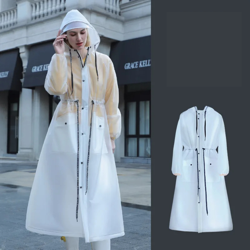 Waterproof Long Women's Raincoat - Lightweight Waterproof Jacket for Rainy Weather