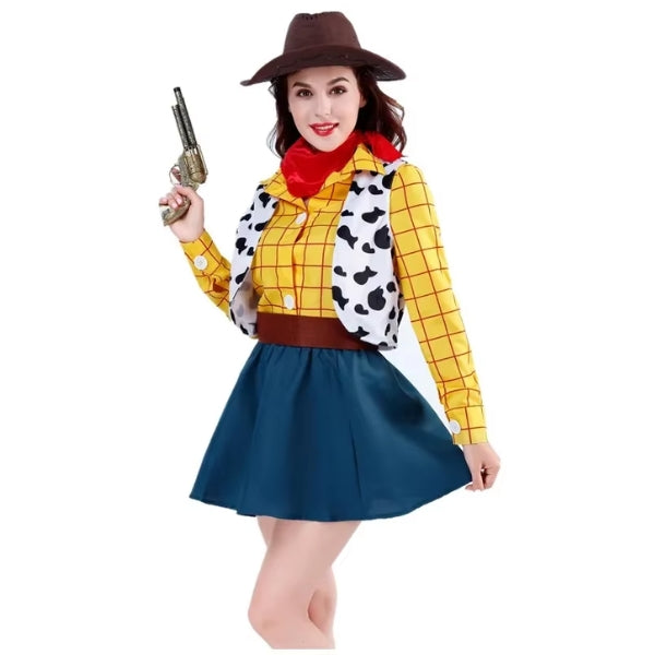 Cowboy Cowgirl Jessie Woody Costume for Adults – Wild West Outfit for Fancy Dress and Halloween