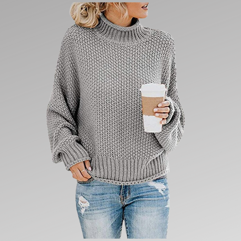 KnitAura™ | Women's High Neck Long Sleeve Sweater | Soft Knit Fabric, Cozy Fit & Stylish Design