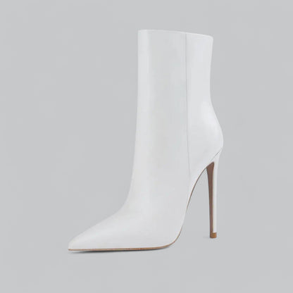 Faux Leather Pointed Slim Heels Ankle Boots | Stylish, Comfortable Fit for Women