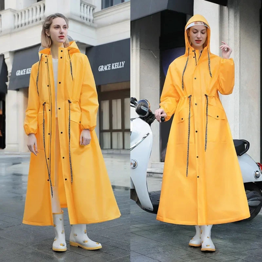 Waterproof Long Women's Raincoat - Lightweight Waterproof Jacket for Rainy Weather
