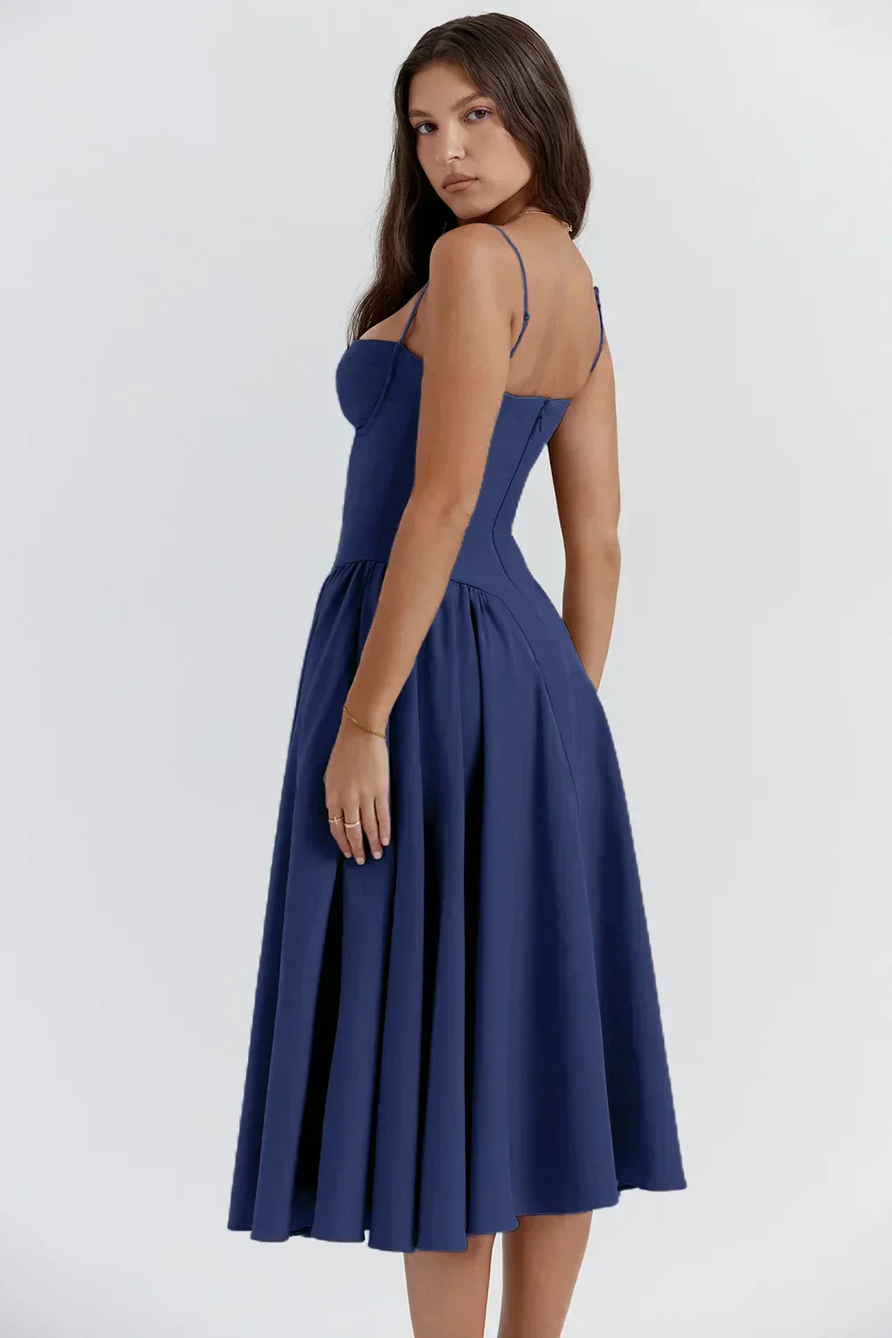ChicAura™ | Women's Sleeveless Midi Dress | Corset Fit, Flattering Silhouette & Lightweight Fabric