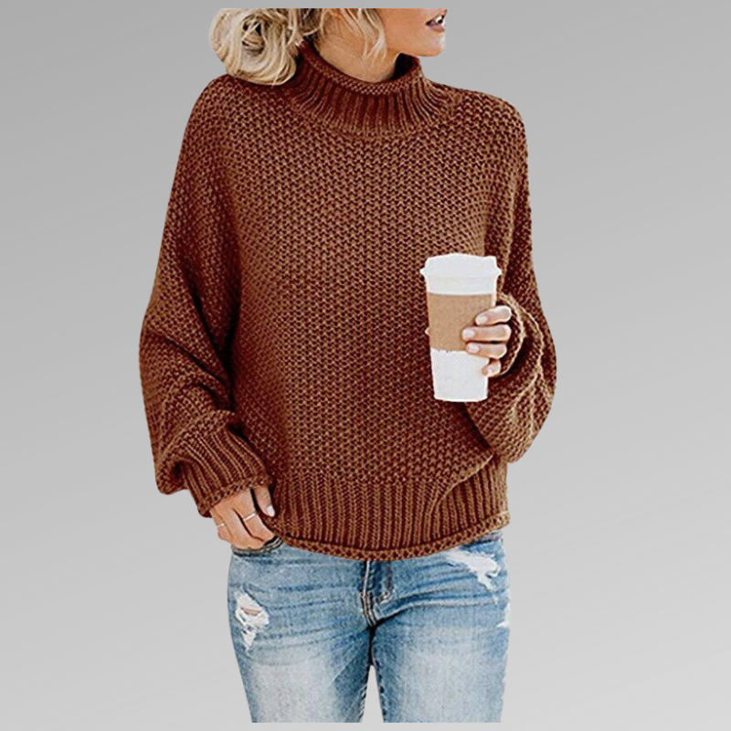 KnitAura™ | Women's High Neck Long Sleeve Sweater | Soft Knit Fabric, Cozy Fit & Stylish Design