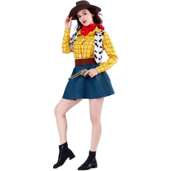 Cowboy Cowgirl Jessie Woody Costume for Adults – Wild West Outfit for Fancy Dress and Halloween