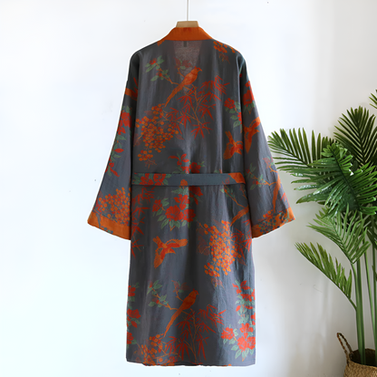 Restored Cotton Waffle Bathrobe for Women – Vintage Retro Style, Soft and Comfortable, Ideal for Home Use