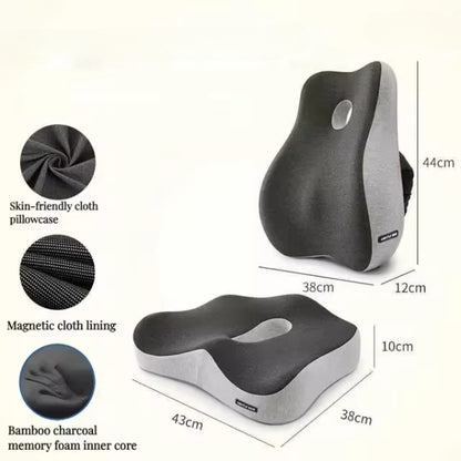 Orthopedic Seat & Back Cushion Set – Memory Foam Coccyx Cushion for Tailbone Pain, Sciatica Relief & Lower Back Support