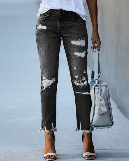 Denim Bella™ | Women's Ripped Casual Jeans | Distressed Design, High-Waisted, Comfortable Fit