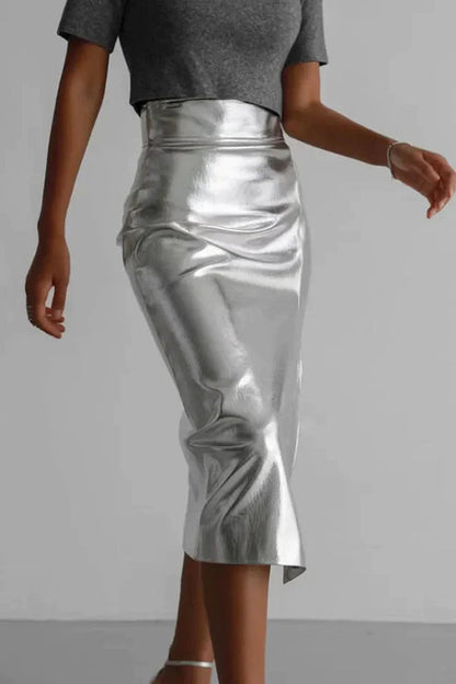 Leather Muse™ | Women's PU Leather Skirt | High-Waisted, A-Line Design & Trendy Style