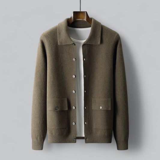 Fine Cashmere Cardigan Polo Jacket | Premium Quality, Soft Cashmere Material, Stylish Design for Men