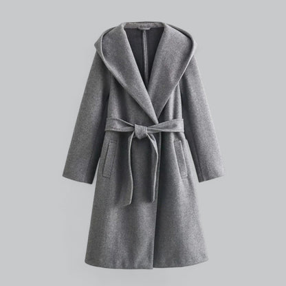 Hooded Long Trench Coat with Belt | Women's Stylish Outerwear | Water-Resistant Fabric, Adjustable Waist, and Warm Lining