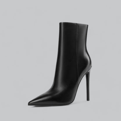 Faux Leather Pointed Slim Heels Ankle Boots | Stylish, Comfortable Fit for Women