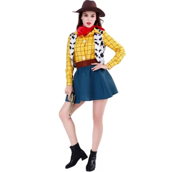 Cowboy Cowgirl Jessie Woody Costume for Adults – Wild West Outfit for Fancy Dress and Halloween