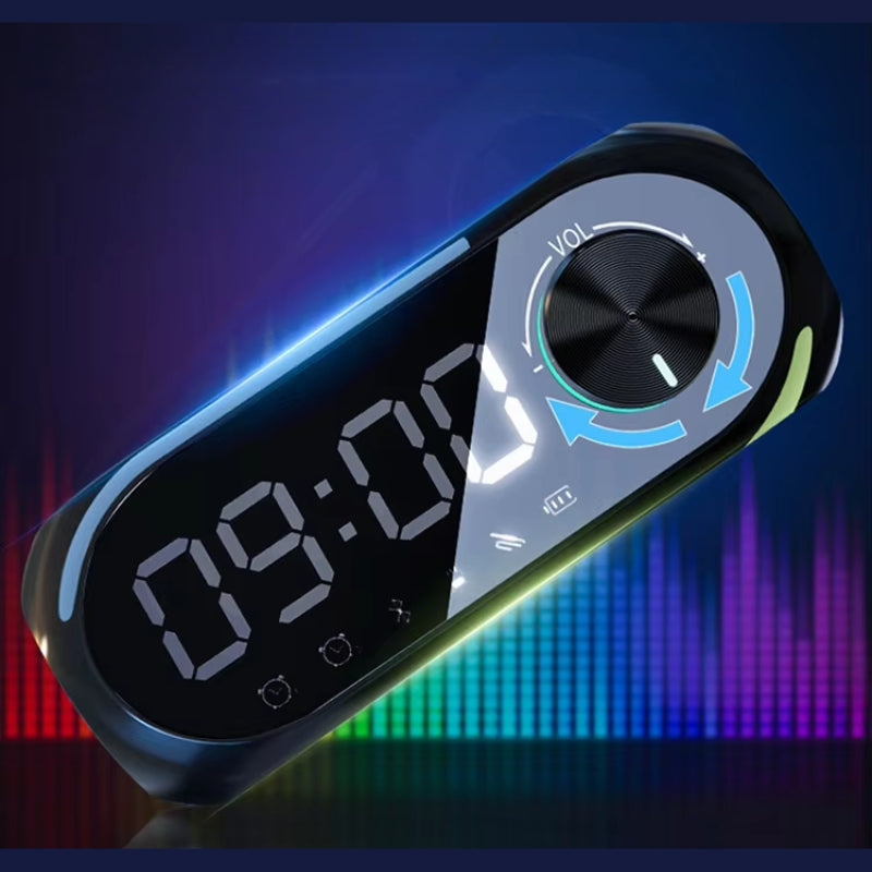 Wireless Charging Bluetooth Speaker Alarm Clock with LED Lamp