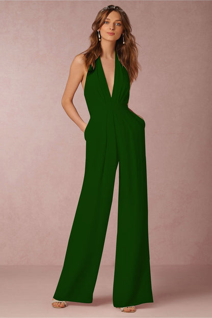 Halter Luxe™ | Women's Colorful Wide Leg Jumpsuit | Lightweight Fabric, Adjustable Neckline & Flattering Fit